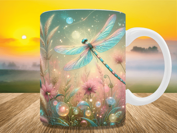 Download Golden Sunset Dragonfly Mug Wrap - Gold Collection