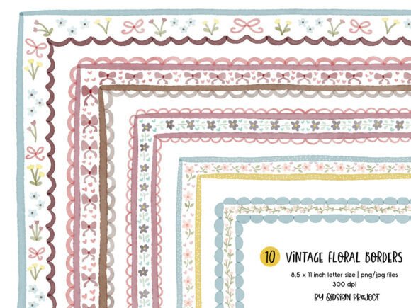Download Vintage Floral Border Watercolor PNG - Floral Collection